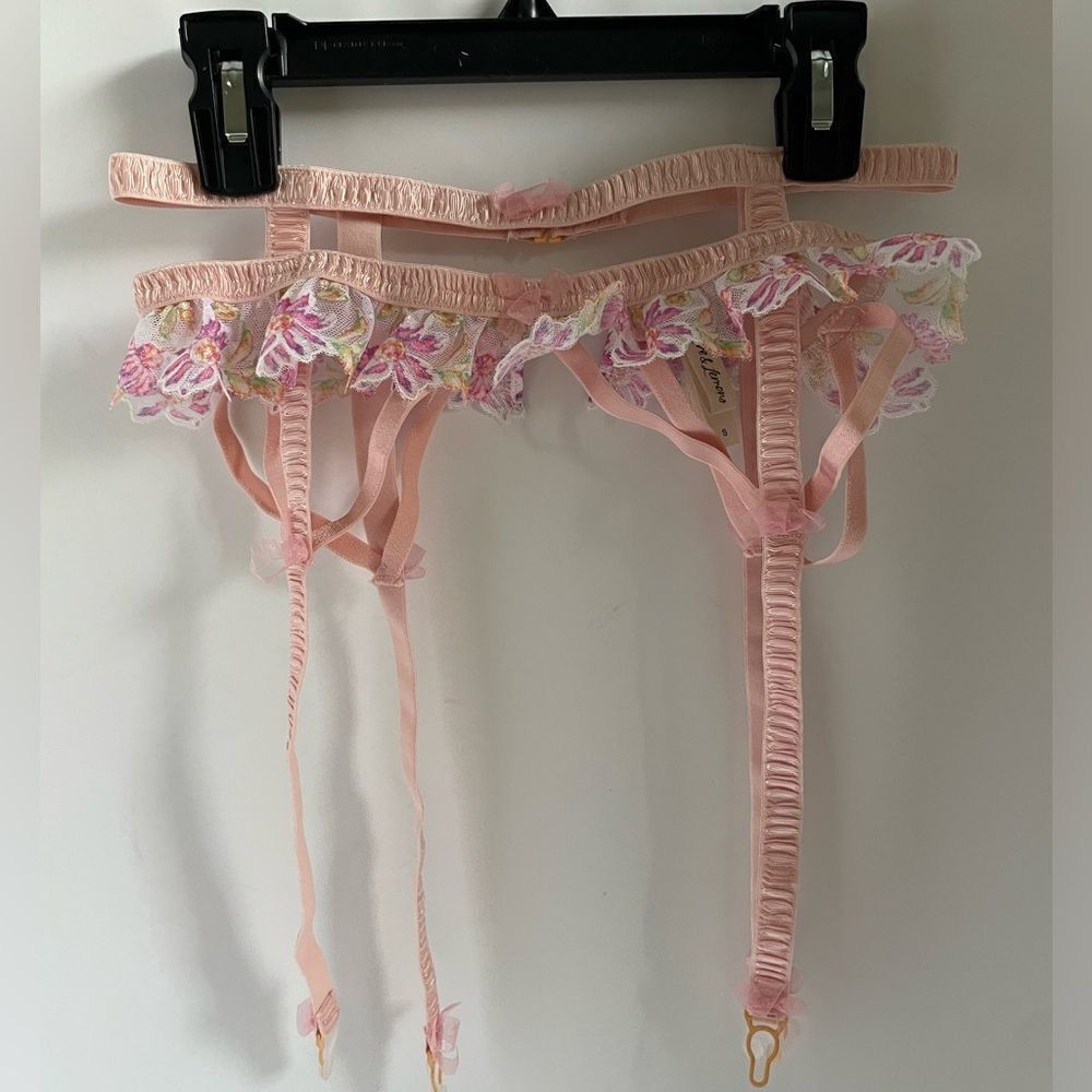 For Love And Lemons Pink Embroidered Garter Size Small